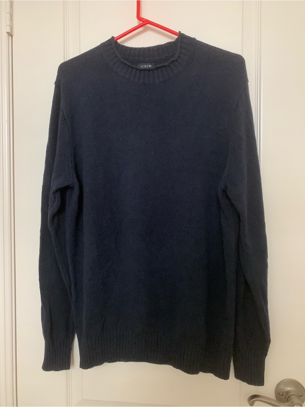 J.Crew Women’s Linen Cotton Crewneck Sweater Size Medium Navy Blue Knit